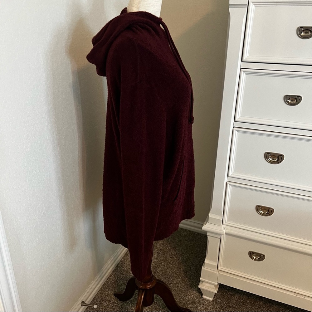 Grace & Lace Bambu Hooded Cowl Pullover in Port - Picture 5 of 9